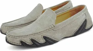 Men'S Suede Comfortable Slip-On Penny Loafers,Handmade Lightweight Soft Flat Casual Shoes,Outdoor Non-Slip Low-Top Chukka Driving Shoes