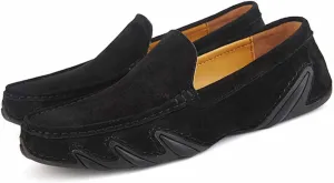 Men'S Suede Comfortable Slip-On Penny Loafers,Handmade Lightweight Soft Flat Casual Shoes,Outdoor Non-Slip Low-Top Chukka Driving Shoes