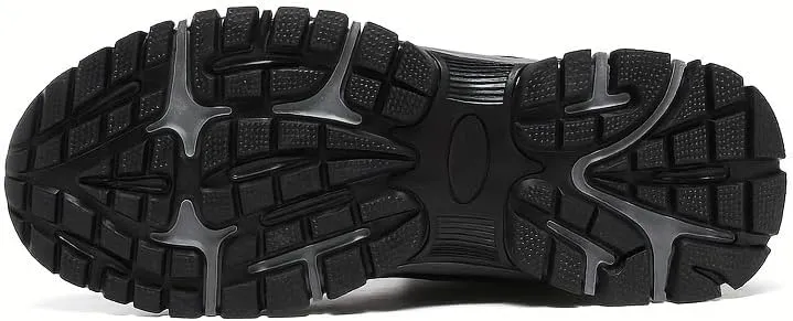 Men's Trendy Solid High Top Hiking Boots, Comfy Non Slip Casual Thermal Shoes, Winter & Autumn