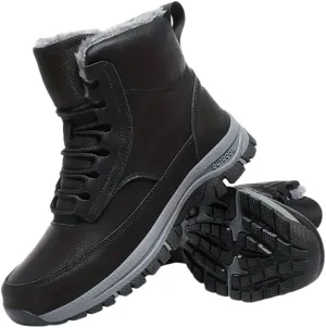 Men's Trendy Solid High Top Hiking Boots, Comfy Non Slip Casual Thermal Shoes, Winter & Autumn