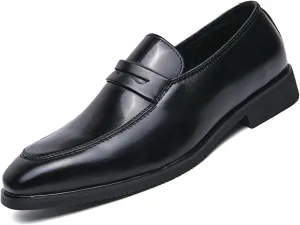 Men's Two-Tone Leather Penny Loafers Slip-On Dress Shoes for Office & Casual Soft Comfortable Moccasins