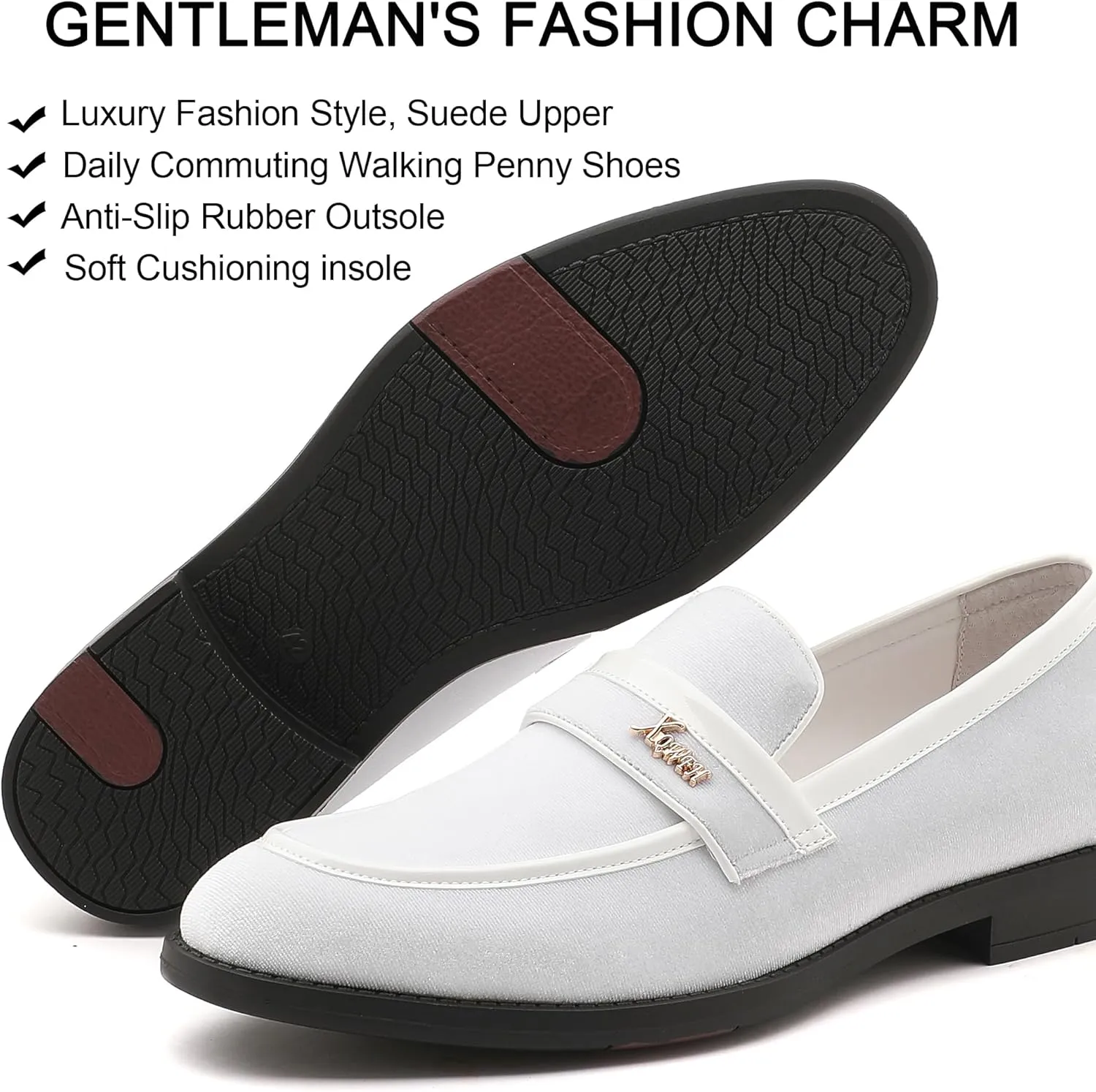 Mens Velvet Loafers, Men's Fashion Mens Dress Shoes Classic Loafers for Wedding Party Penny Dancing,Slip-On Flats Smoking Slippers Prom