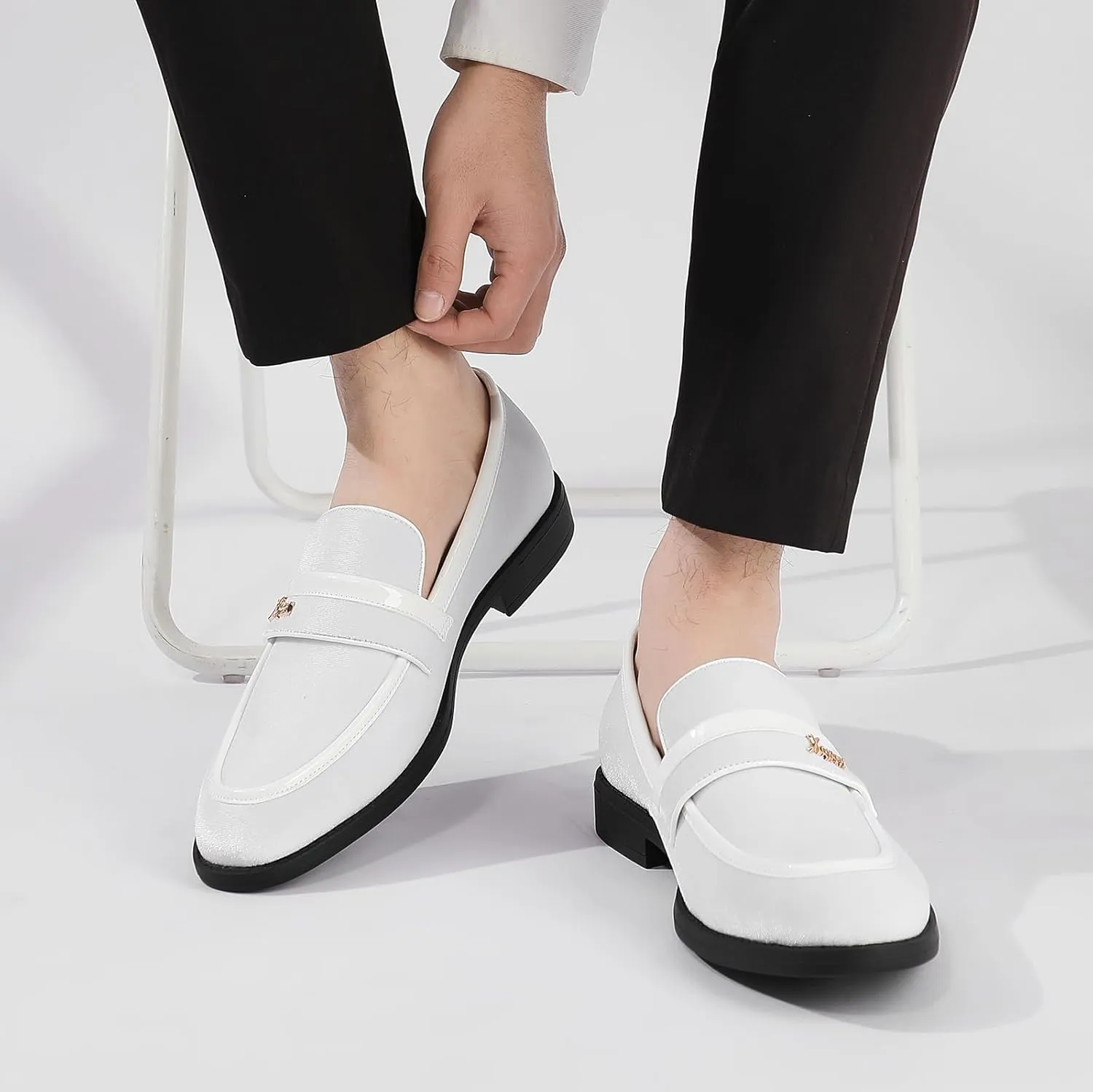 Mens Velvet Loafers, Men's Fashion Mens Dress Shoes Classic Loafers for Wedding Party Penny Dancing,Slip-On Flats Smoking Slippers Prom