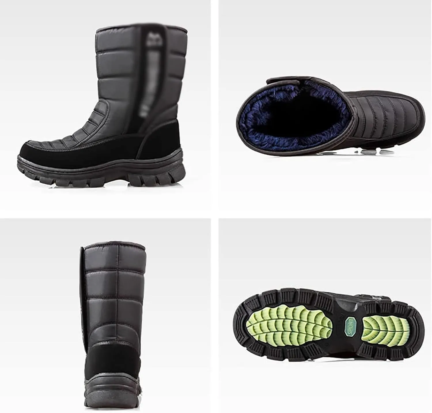 Mens Winter Boots, Outdoor Fully Lined Waterproof Deep Tread Durable Rubber Shell Thermal Winter Mens Rain Snow Boots, for Walking Hiking Ankle Snow Boots