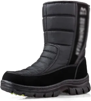 Mens Winter Boots, Outdoor Fully Lined Waterproof Deep Tread Durable Rubber Shell Thermal Winter Mens Rain Snow Boots, for Walking Hiking Ankle Snow Boots
