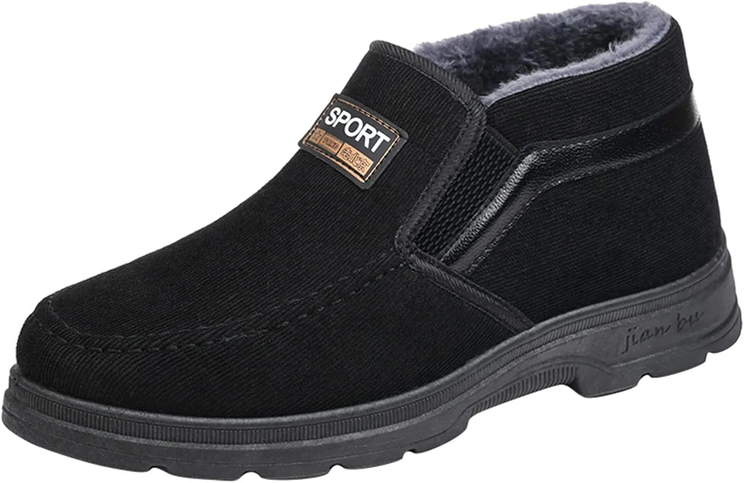 Men's Winter Thickened Solid Color Slip On Flat Bottomed Hiking Leisure Warm Snow Boots Shoes Snow Shoes Size 12