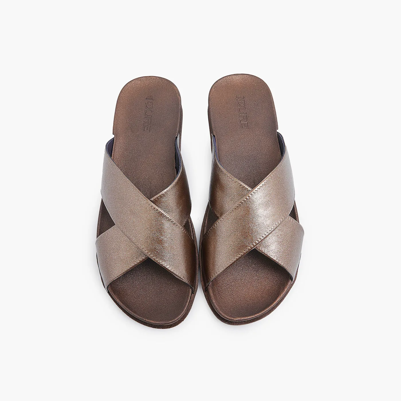 Metallic Cross Slippers