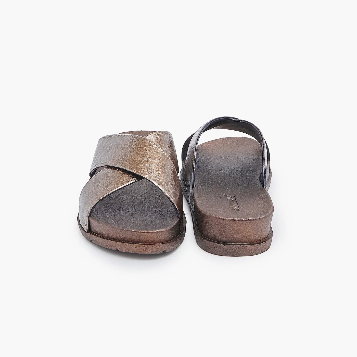 Metallic Cross Slippers