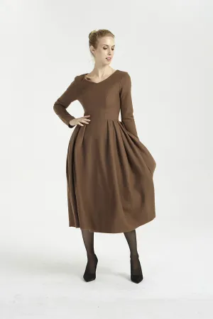 midi wool dress with long sleeve 2001