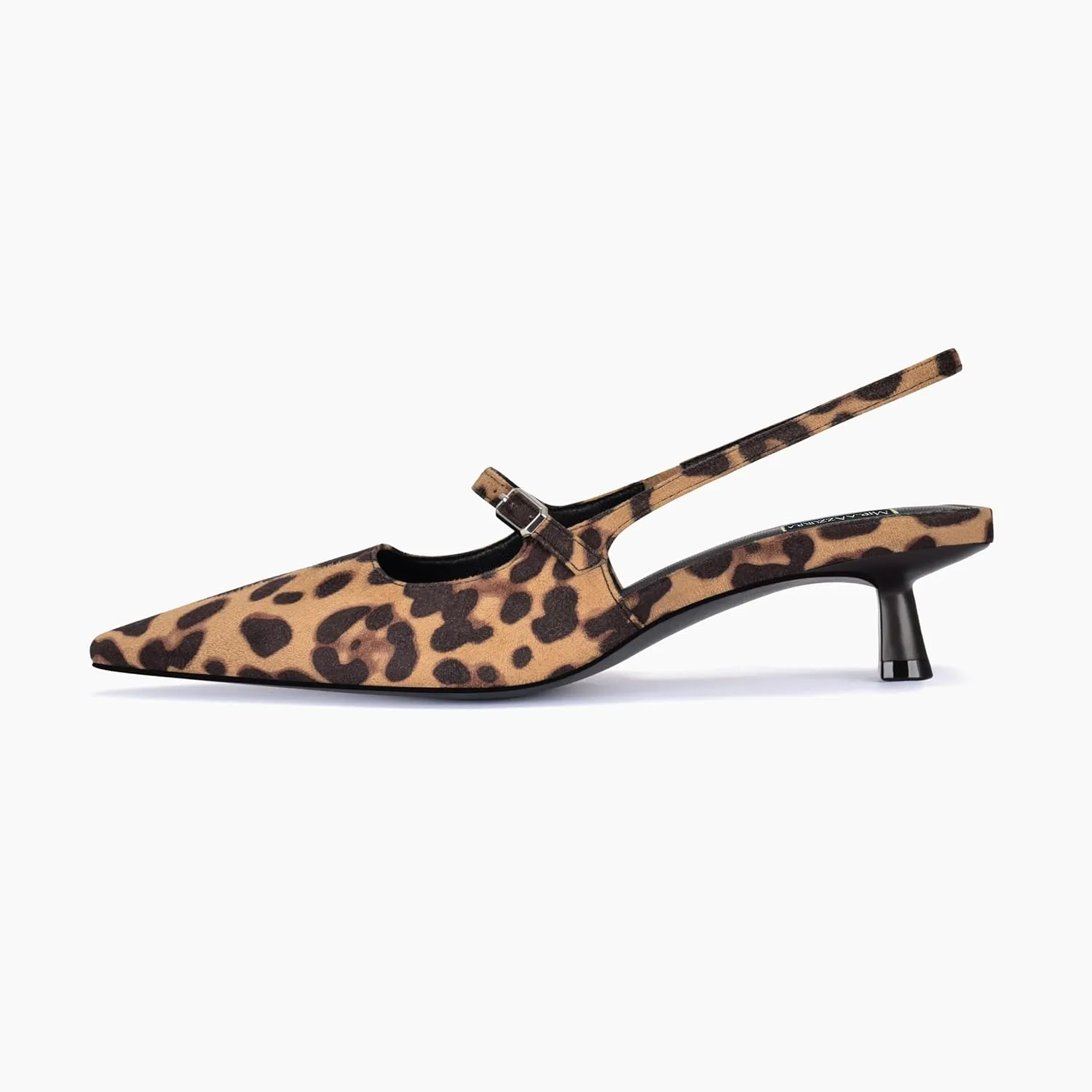 MIRAAZZURRA Slingback Kitten Heels Pumps Pointed Toe Low Heel Slip On Dress Shoes with Buckle Strap for Dating Party Working