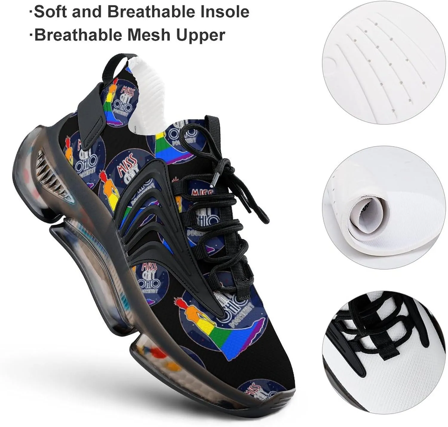 Miss Gay Ohio Walking Shoes for Men Lightweight Tennis Fashion Elastic Sports Shoes Cushion Basketball Shoes