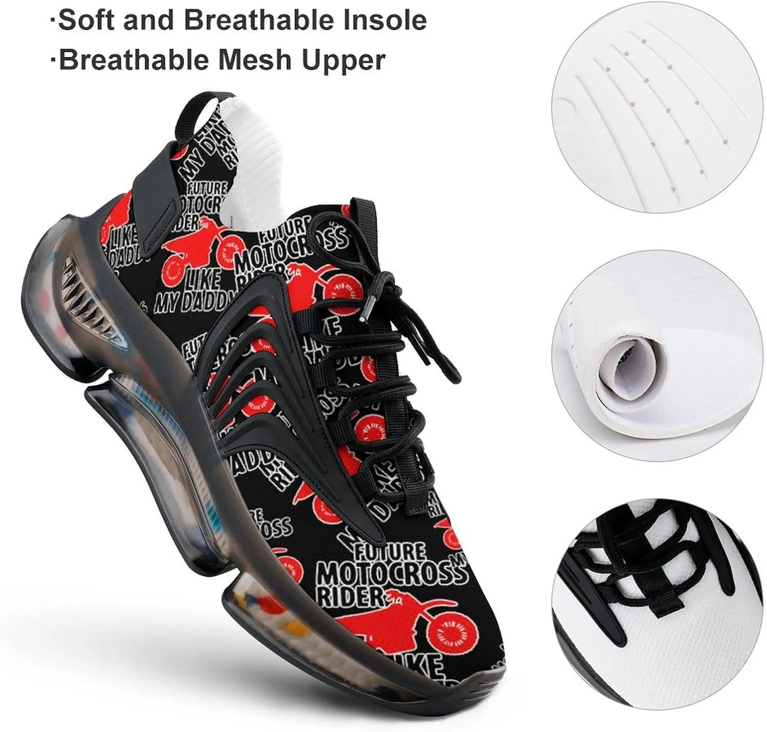Motocross Rider Like Daddy Walking Shoes for Men Lightweight Tennis Fashion Elastic Sports Shoes Cushion Basketball Shoes