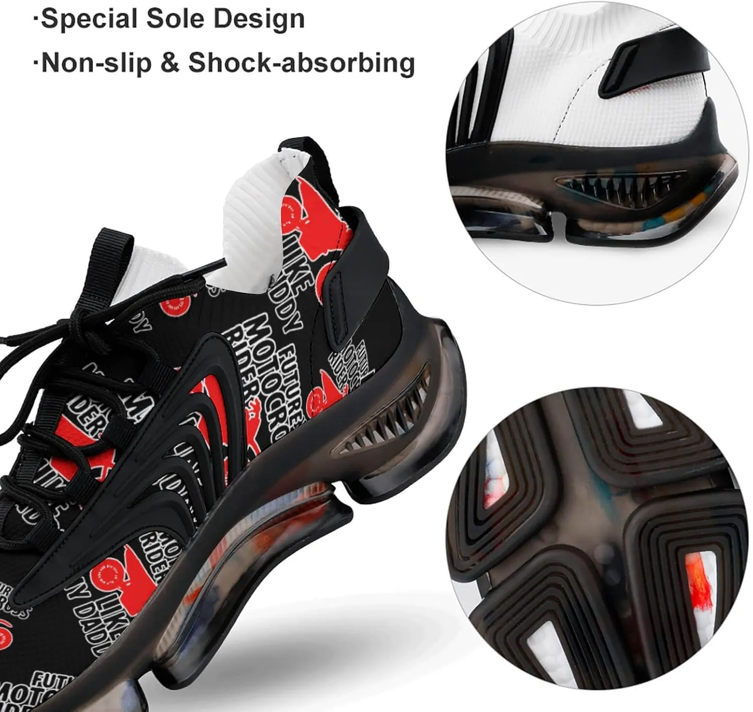 Motocross Rider Like Daddy Walking Shoes for Men Lightweight Tennis Fashion Elastic Sports Shoes Cushion Basketball Shoes
