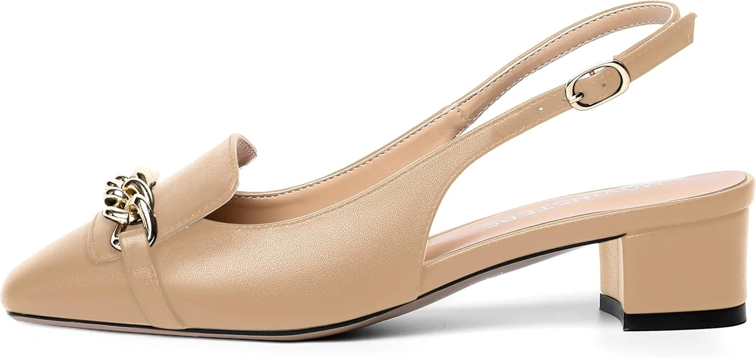 MOVINSTEPS Womens Square Toe Matte Buckle Wedding Metal Solid Dress Adjustable Strap Block Low Heel Pumps Shoes 1.5 Inch