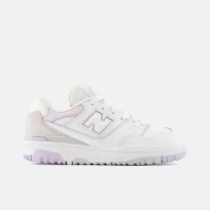 New Balance Kids 550 Sneakers- White/Thistle