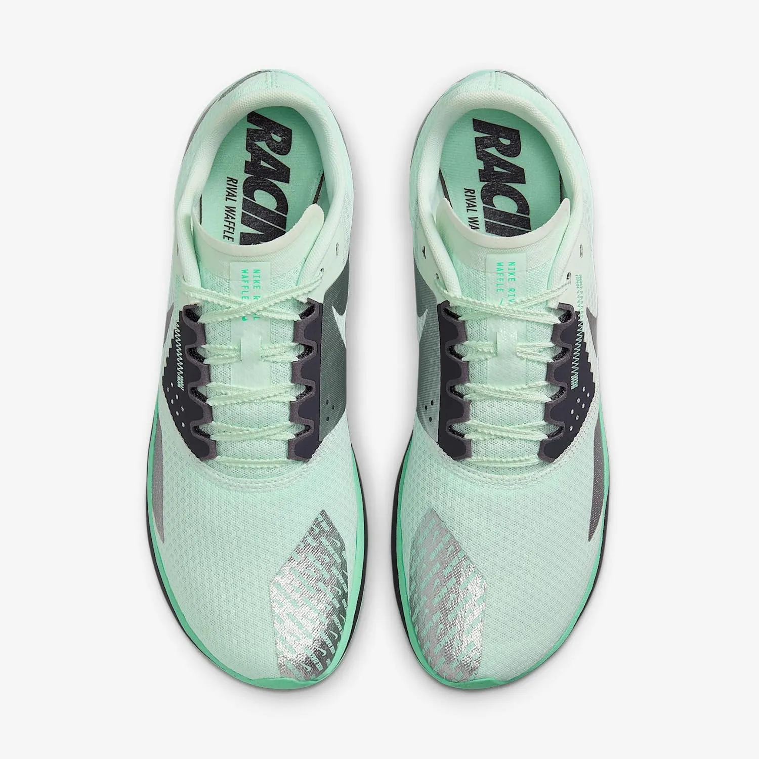Nike Rival Waffle 6 Road and Cross-Country Racing Shoes (DX7998-300, Barely Green/Green Glow/Mint Foam/Metallic Silver)