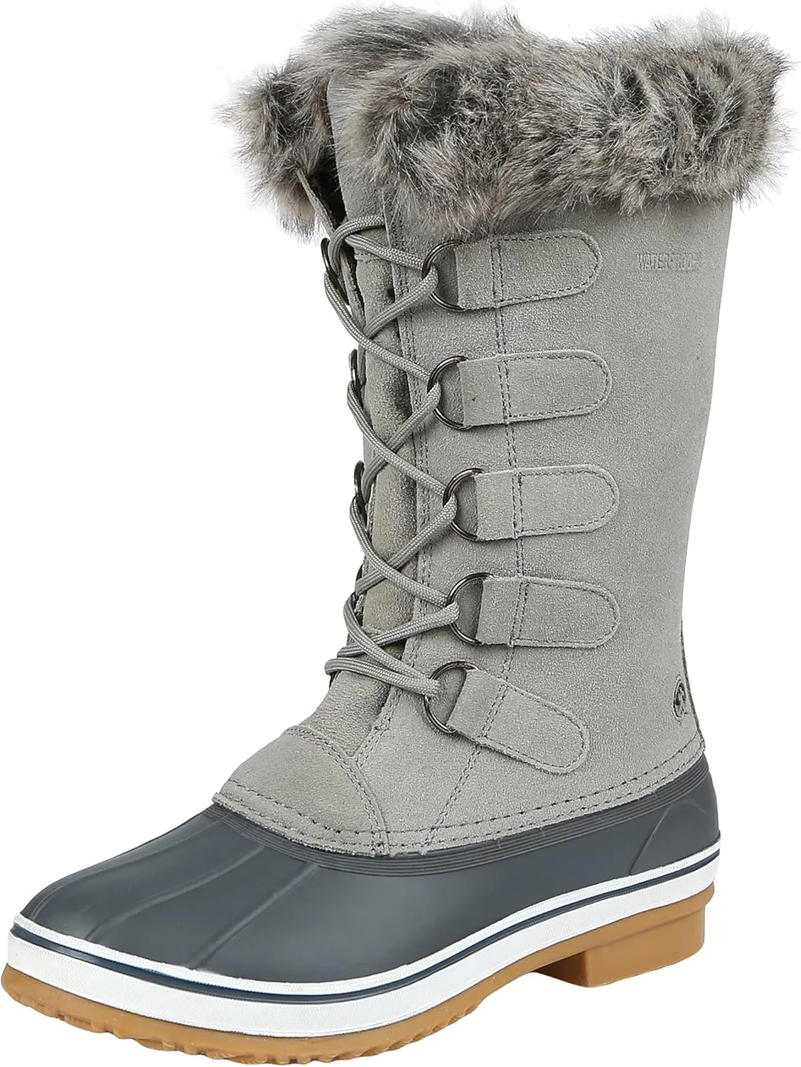 Northside Womens Katsura Snow Boot Waterproof Insulated Winter Boots Faux Fur Collar D-Ring Speed Lacing System Footwear with Washable EVA Insole