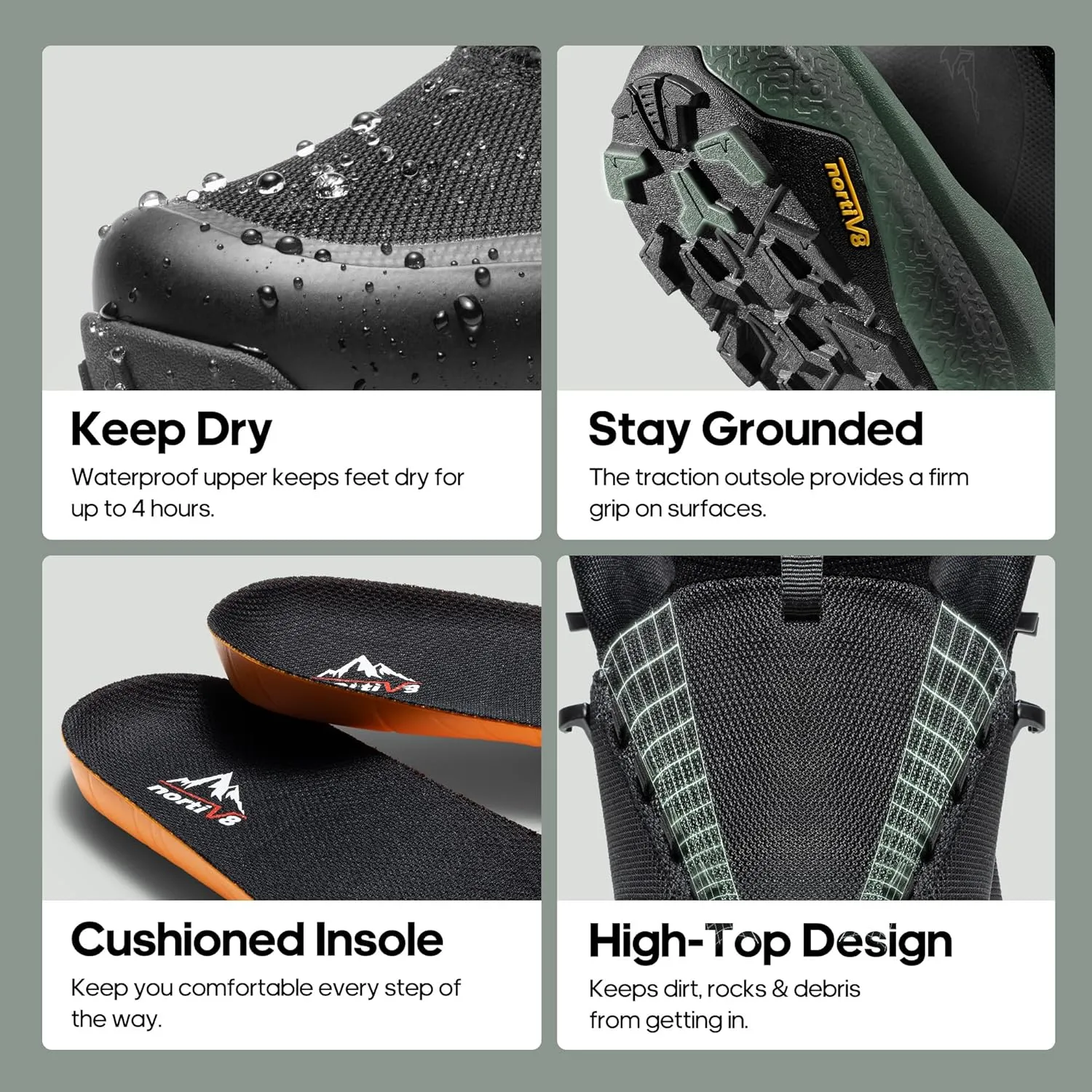 NORTIV 8 Men's Mid Waterproof Hiking Boots Outdoor Lightweight Breathable Trekking Camping Mountaineering Shoes HydroTrek