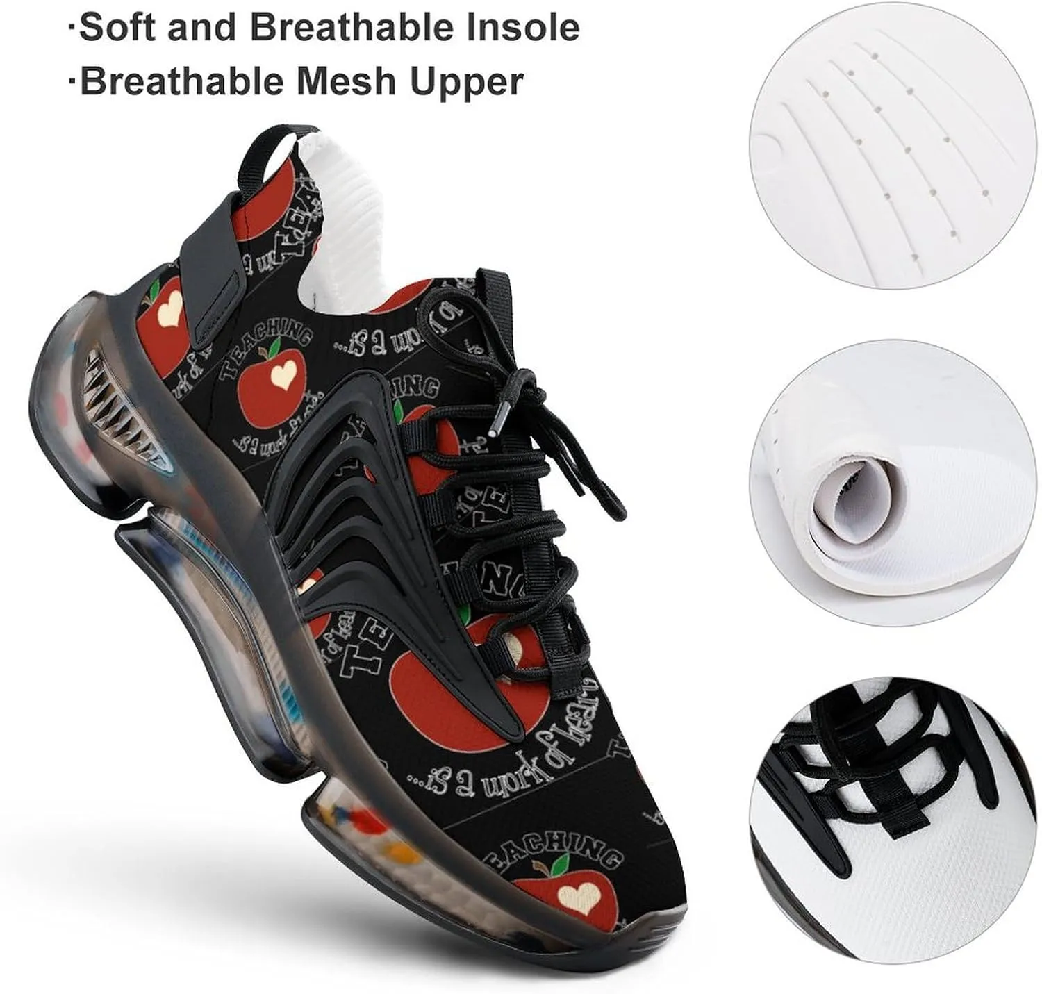 Nursing A Work of The Heart Walking Shoes for Men Lightweight Tennis Fashion Elastic Sports Shoes Cushion Basketball Shoes