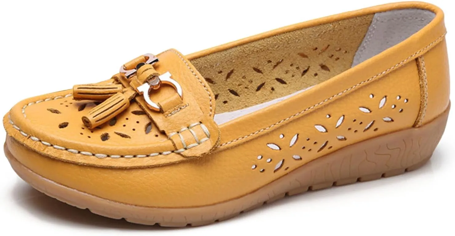 Orthopedic Women Summer Slip On Loafers Breathable Leather Comfortable Walking Shoes for Work Casual Wear