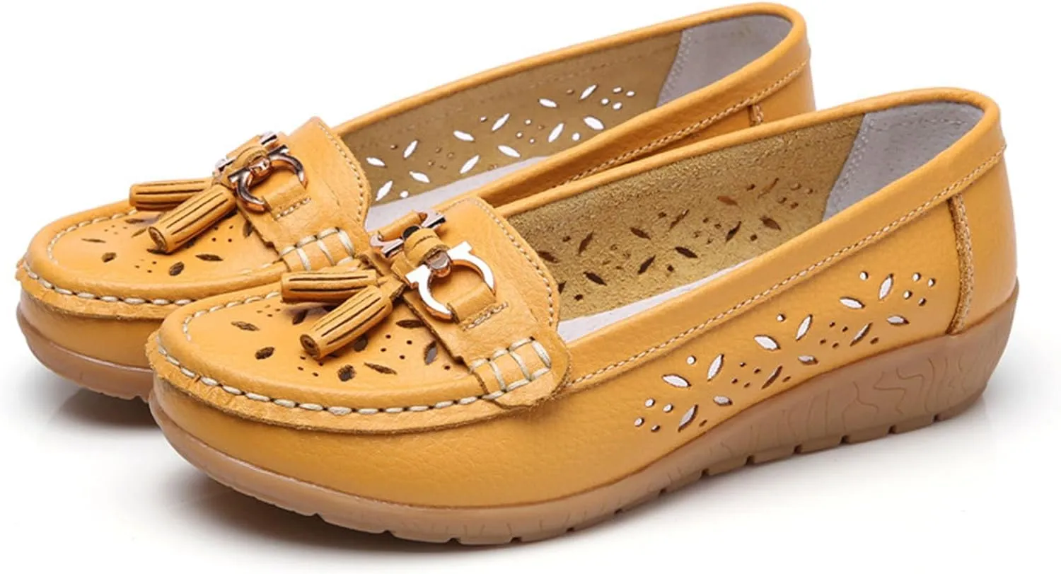 Orthopedic Women Summer Slip On Loafers Breathable Leather Comfortable Walking Shoes for Work Casual Wear