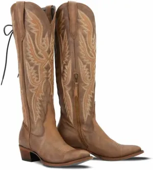Over the Knee Cowboy Boots for Women Adjustable Thigh High Cowgirl Boots
