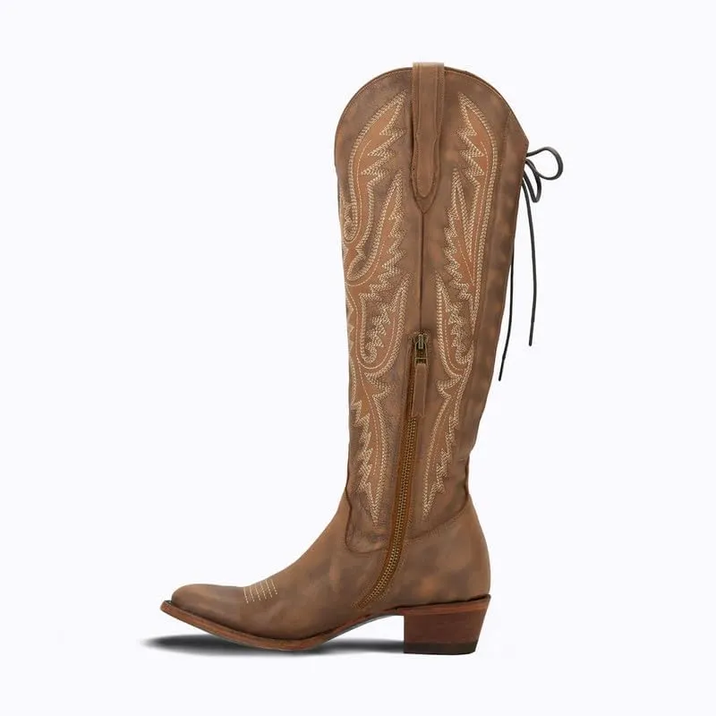 Over the Knee Cowboy Boots for Women Adjustable Thigh High Cowgirl Boots