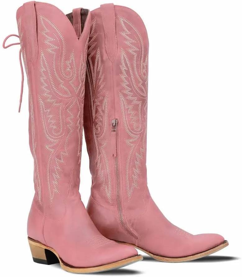 Over the Knee Cowboy Boots for Women Adjustable Thigh High Cowgirl Boots