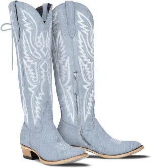 Over the Knee Cowboy Boots for Women Adjustable Thigh High Cowgirl Boots