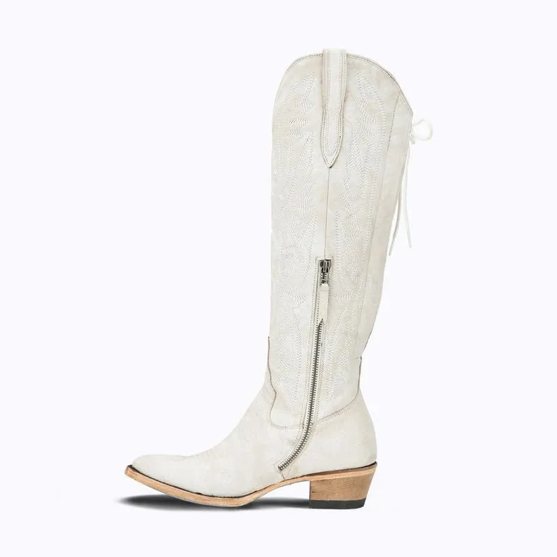 Over the Knee Cowboy Boots for Women Adjustable Thigh High Cowgirl Boots