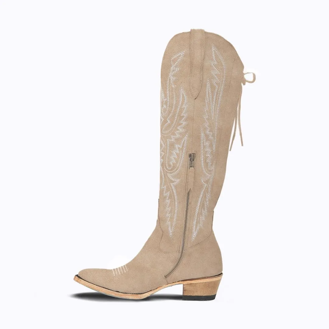 Over the Knee Cowboy Boots for Women Adjustable Thigh High Cowgirl Boots