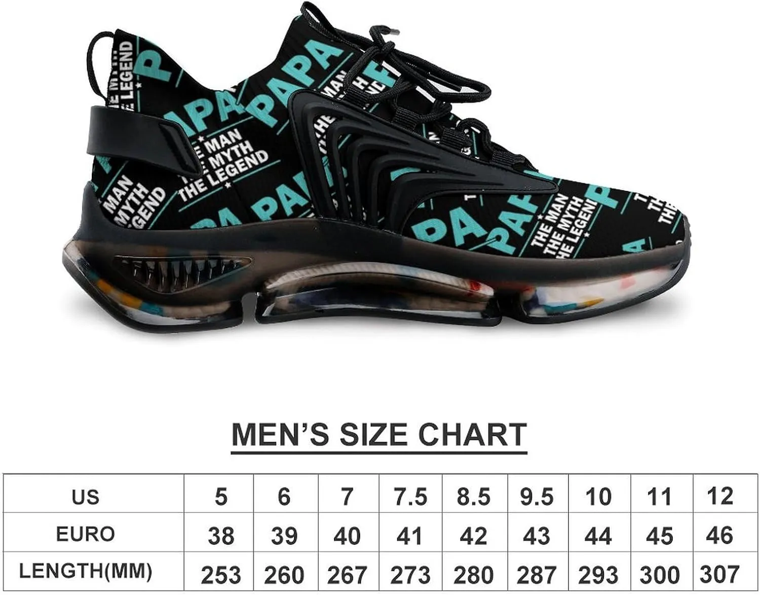 Papa The Man The Myth The Legend Walking Shoes for Men Lightweight Tennis Fashion Elastic Sports Shoes Cushion Basketball Shoes