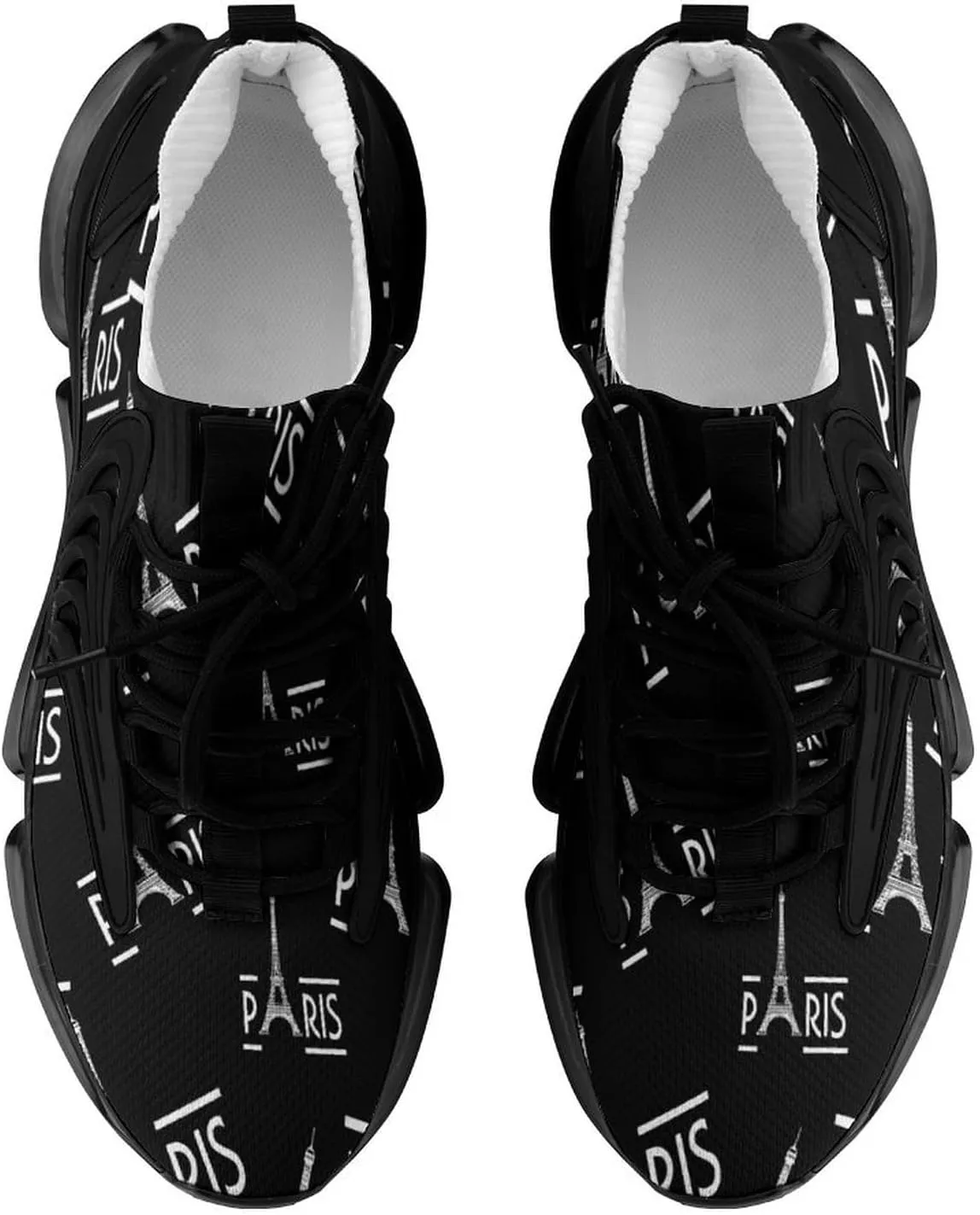 Paris with Eiffel Mens Running Shoes Lightweight Walking Tennis Shoes Soft Soled Elastic Cushion Basketball Shoes