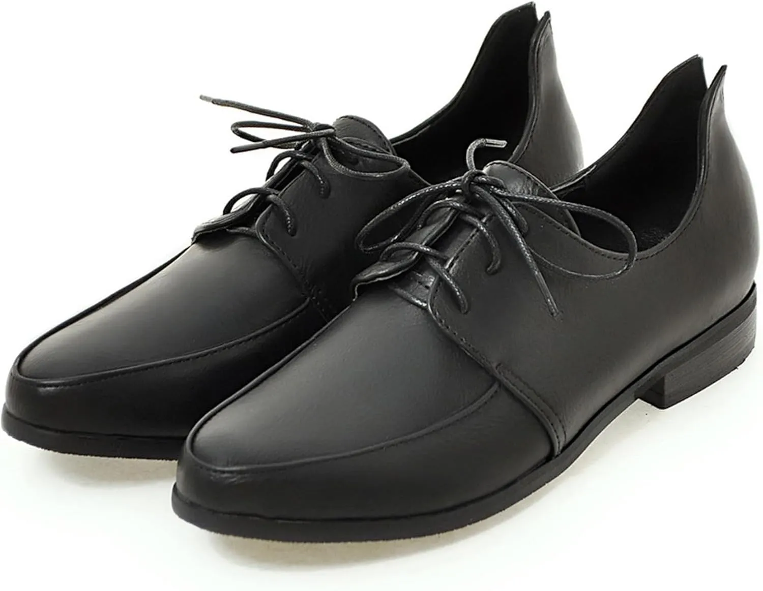 Patent Lace Up Womens Oxfords Mid Low Heel Pointed Toe Pumps