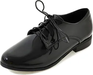 Patent Lace Up Womens Oxfords Mid Low Heel Pointed Toe Pumps