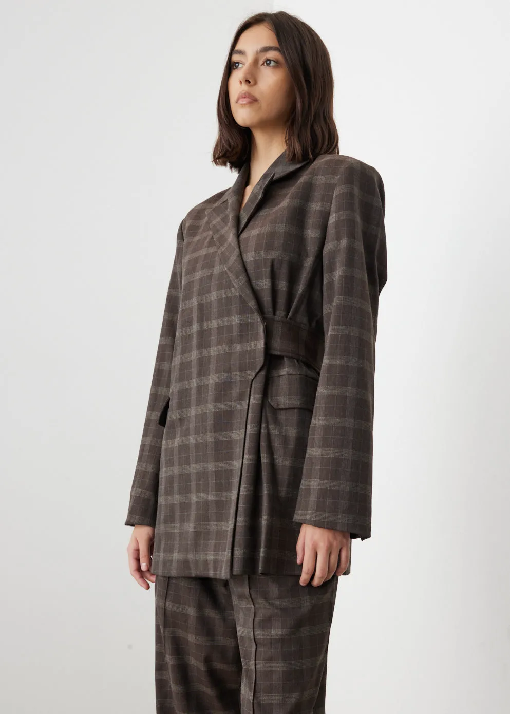 Plaid Wrap Blazer