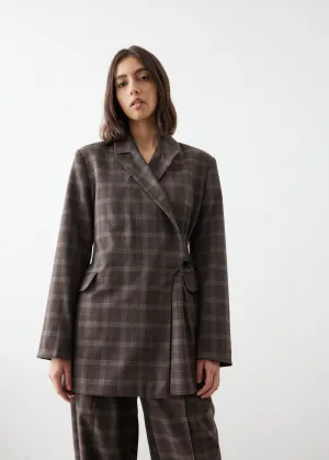 Plaid Wrap Blazer