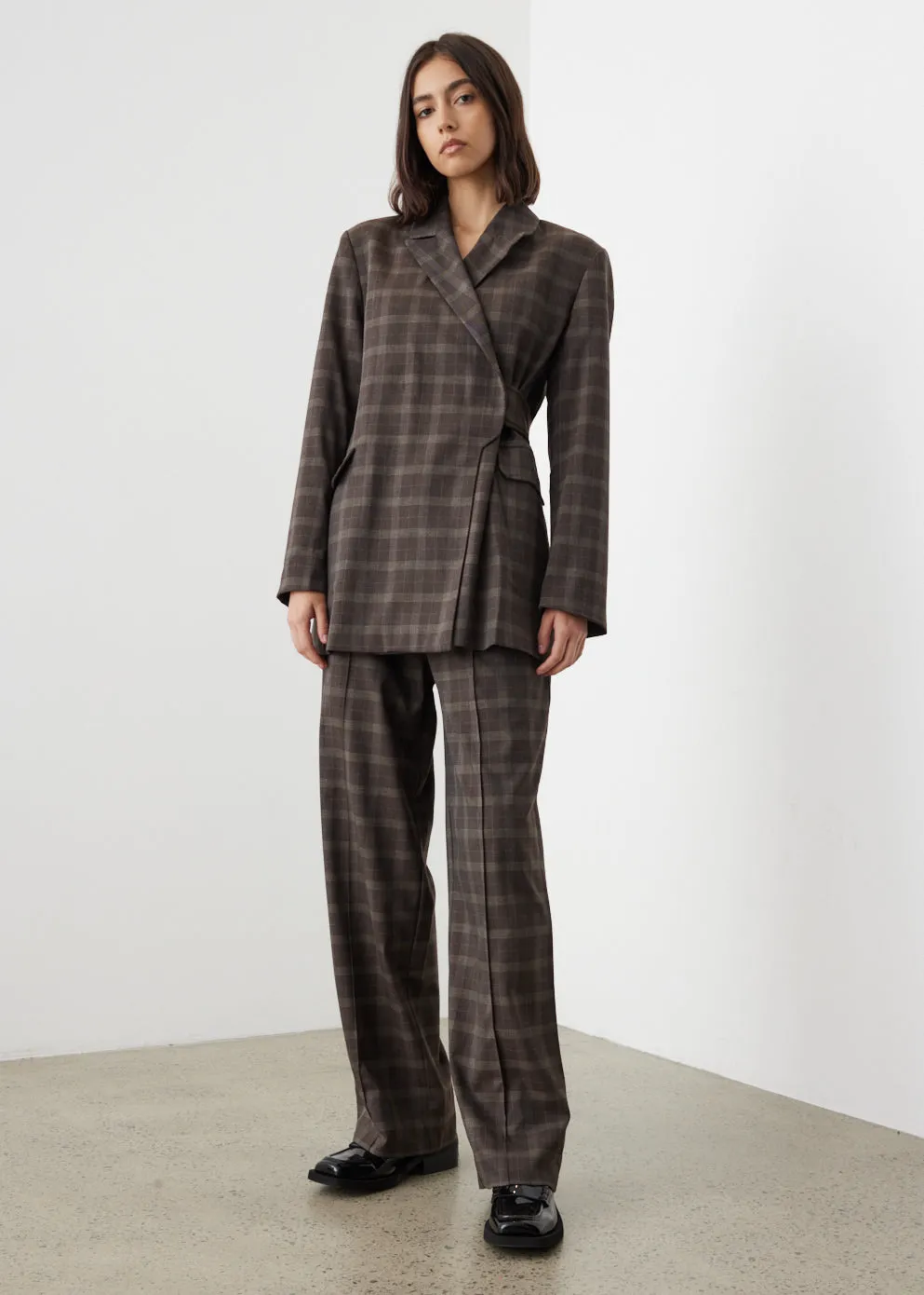 Plaid Wrap Blazer