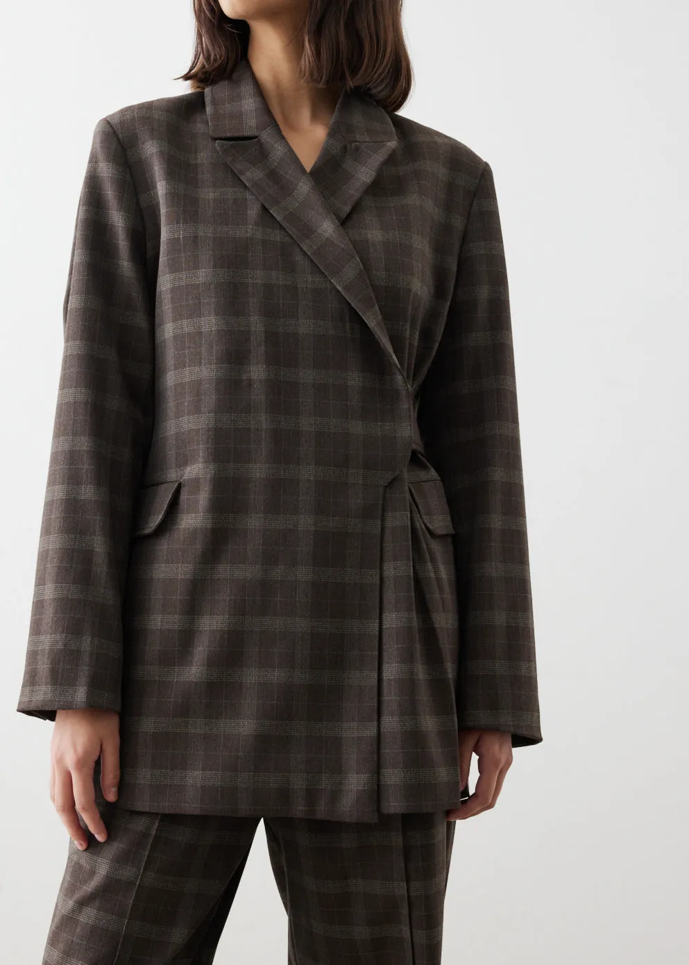Plaid Wrap Blazer
