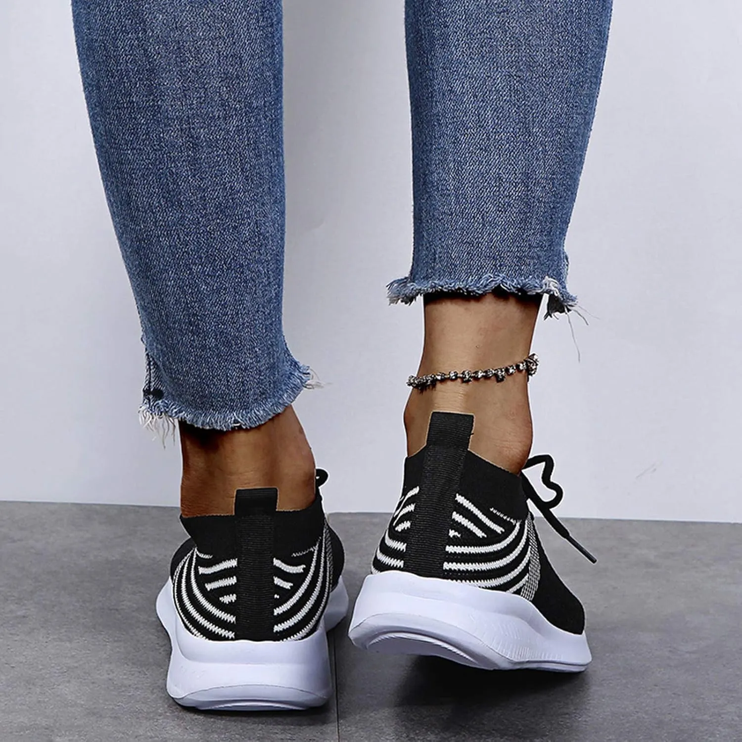Plantar Fasciitis Shoes Women Work Office Slip On Walking Shoes for Women with Arch Support Women Black Sneakers Size 10 Black Non Slip Tennis Shoes Women Women's Everyday Shoes