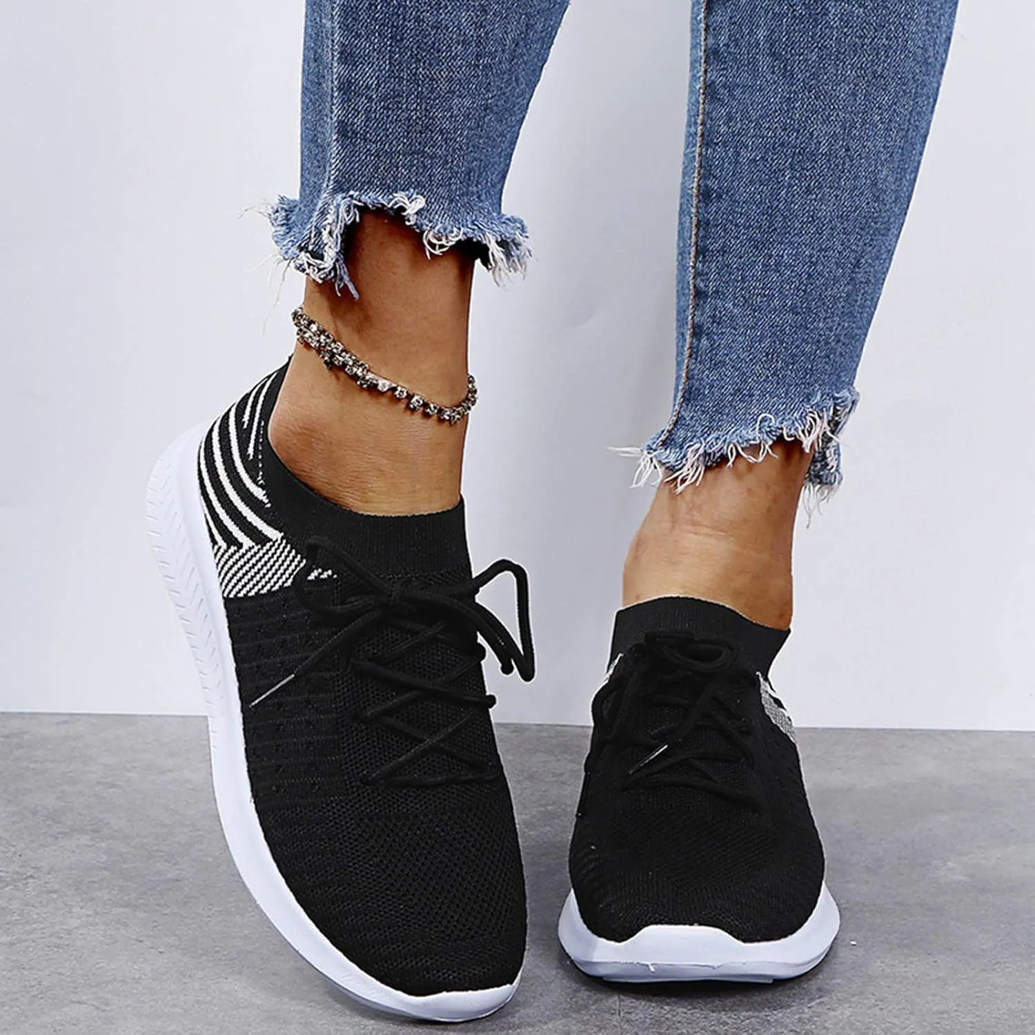 Plantar Fasciitis Shoes Women Work Office Slip On Walking Shoes for Women with Arch Support Women Black Sneakers Size 10 Black Non Slip Tennis Shoes Women Women's Everyday Shoes
