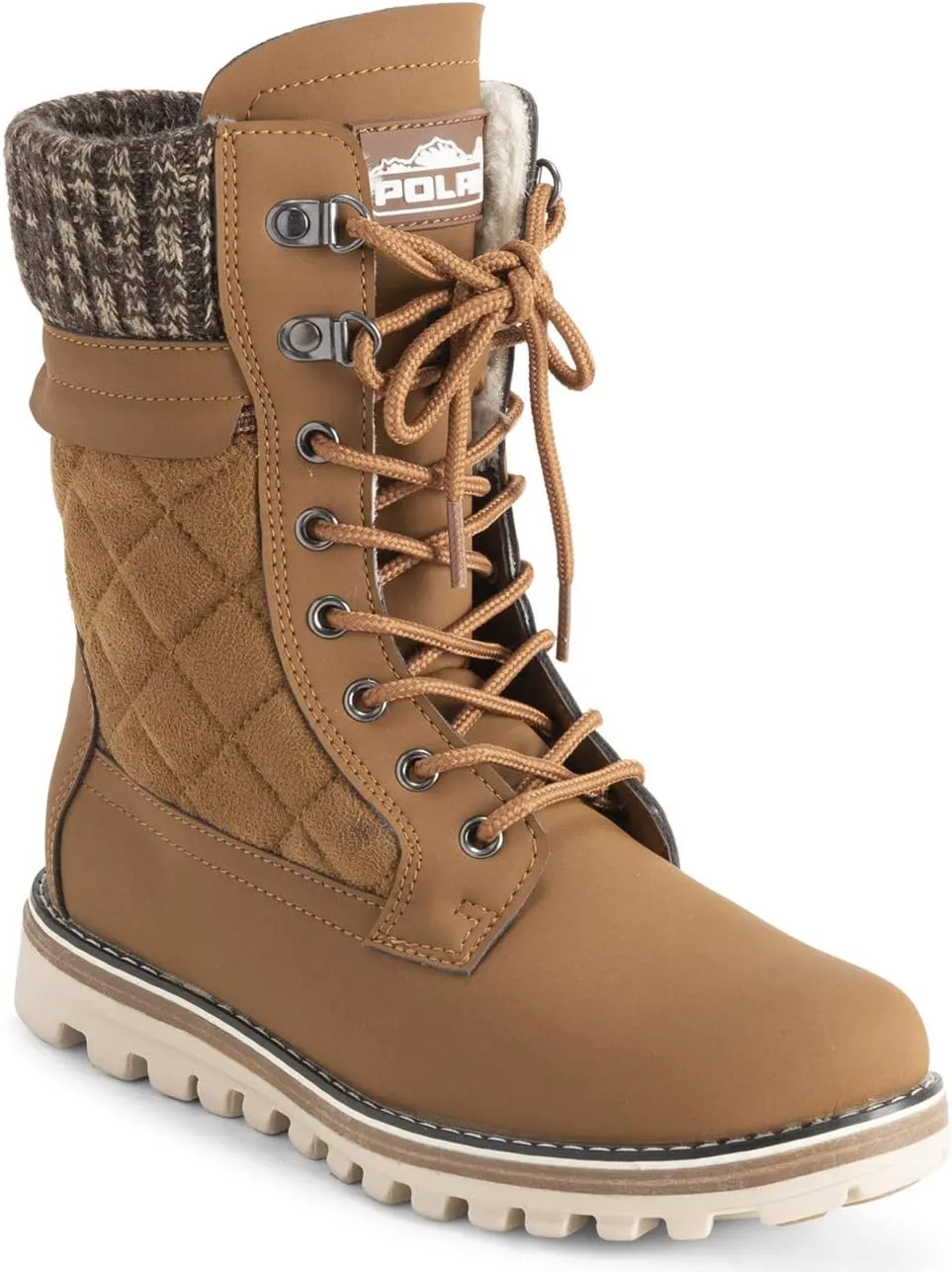POLAR Womens Memory Foam Outside Pocket Inside Zip Thermal Waterproof Deep Tread Rubber Sole Snow Boots