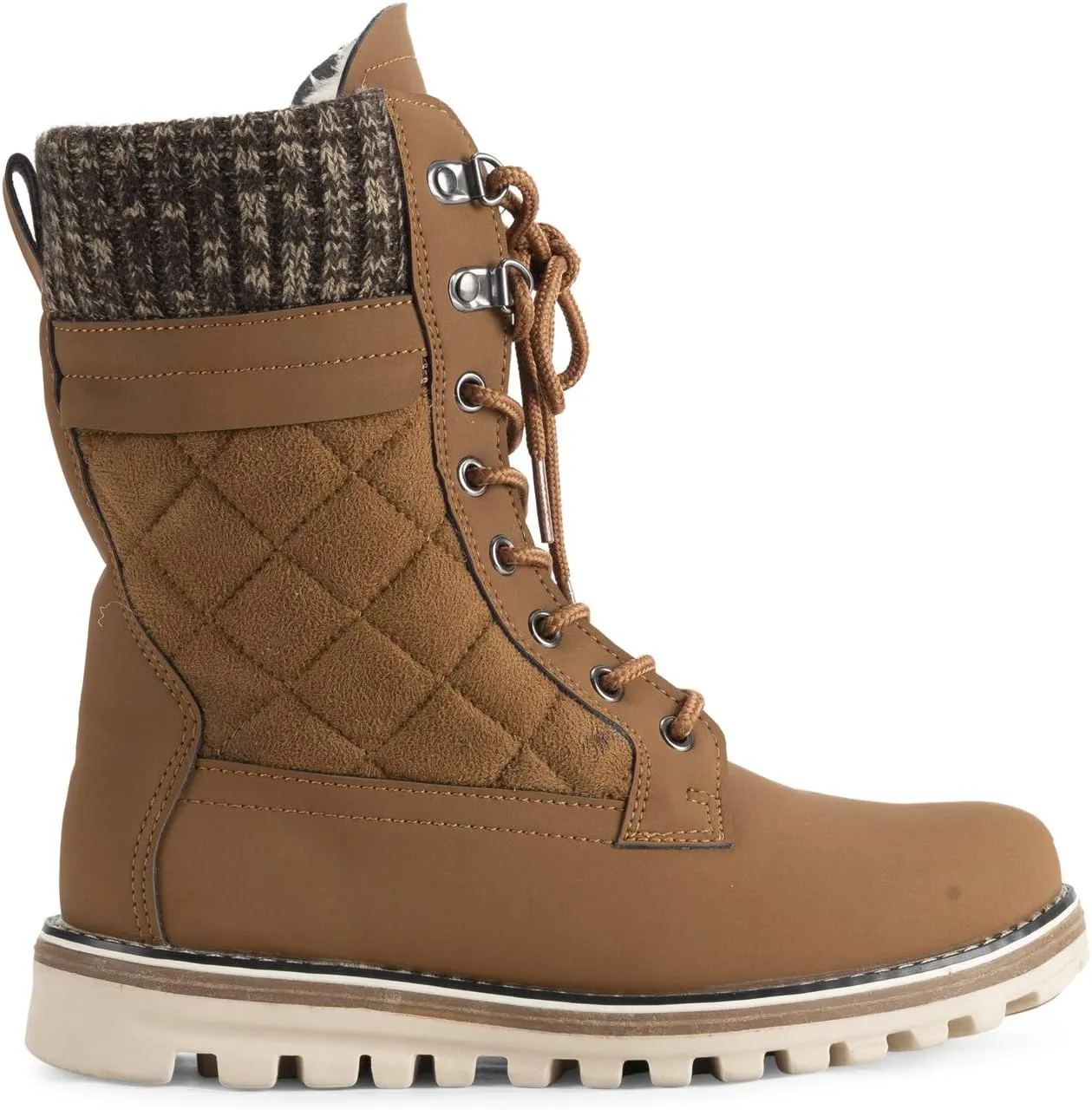 POLAR Womens Memory Foam Outside Pocket Inside Zip Thermal Waterproof Deep Tread Rubber Sole Snow Boots