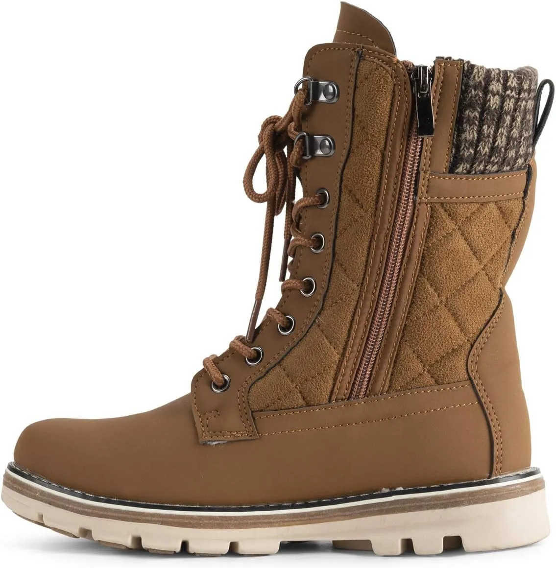 POLAR Womens Memory Foam Outside Pocket Inside Zip Thermal Waterproof Deep Tread Rubber Sole Snow Boots