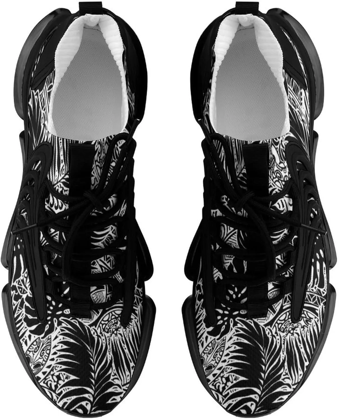 Polynesian Style with Leaves Walking Shoes for Men Lightweight Tennis Fashion Elastic Sports Shoes Cushion Basketball Shoes