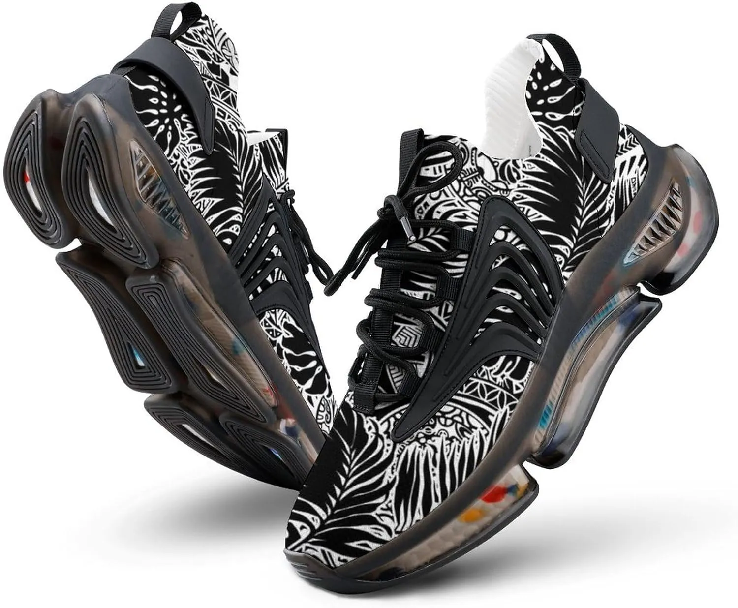 Polynesian Style with Leaves Walking Shoes for Men Lightweight Tennis Fashion Elastic Sports Shoes Cushion Basketball Shoes