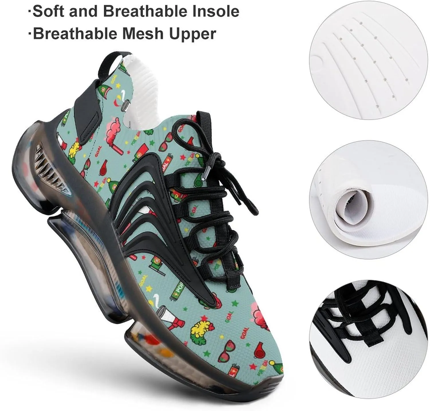 Portugal Russia Soccer2 Walking Shoes for Men Lightweight Tennis Fashion Elastic Sports Shoes Cushion Basketball Shoes