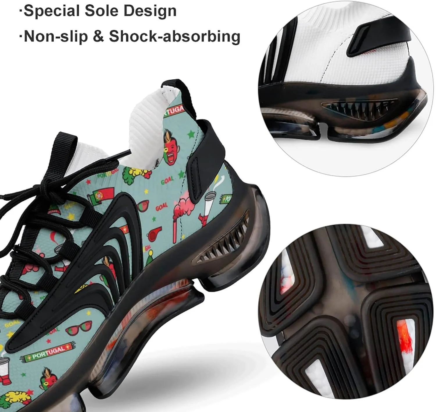 Portugal Russia Soccer2 Walking Shoes for Men Lightweight Tennis Fashion Elastic Sports Shoes Cushion Basketball Shoes