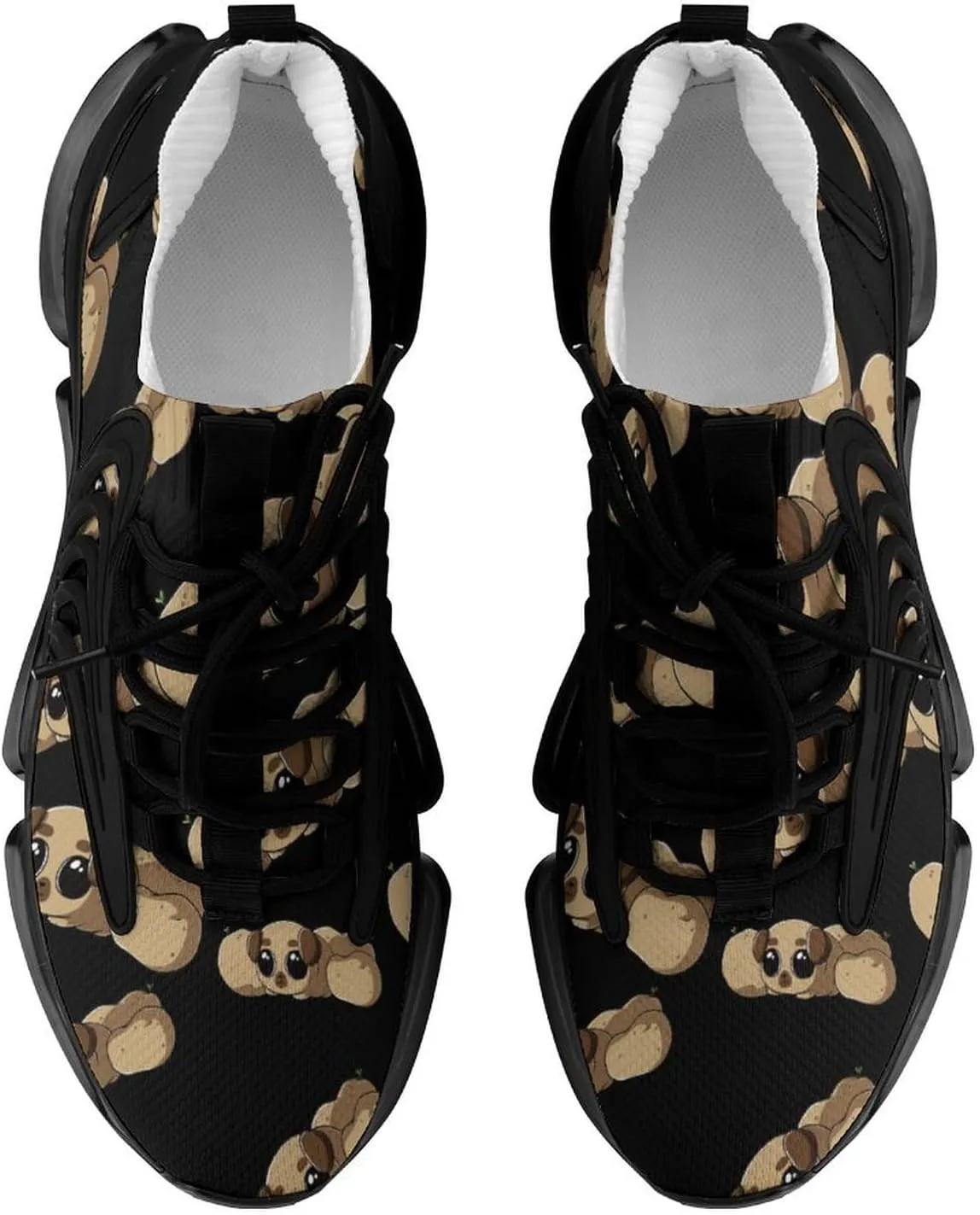 Potato Funny Pug Walking Shoes for Men Lightweight Tennis Fashion Elastic Sports Shoes Cushion Basketball Shoes