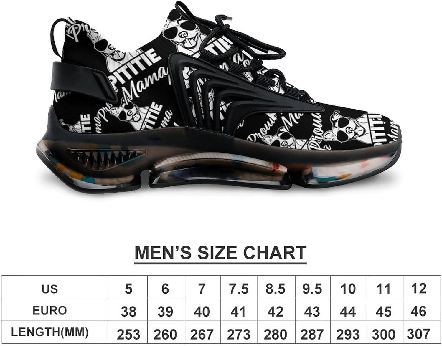Proud Pittie Mama Walking Shoes for Men Lightweight Tennis Fashion Elastic Sports Shoes Cushion Basketball Shoes